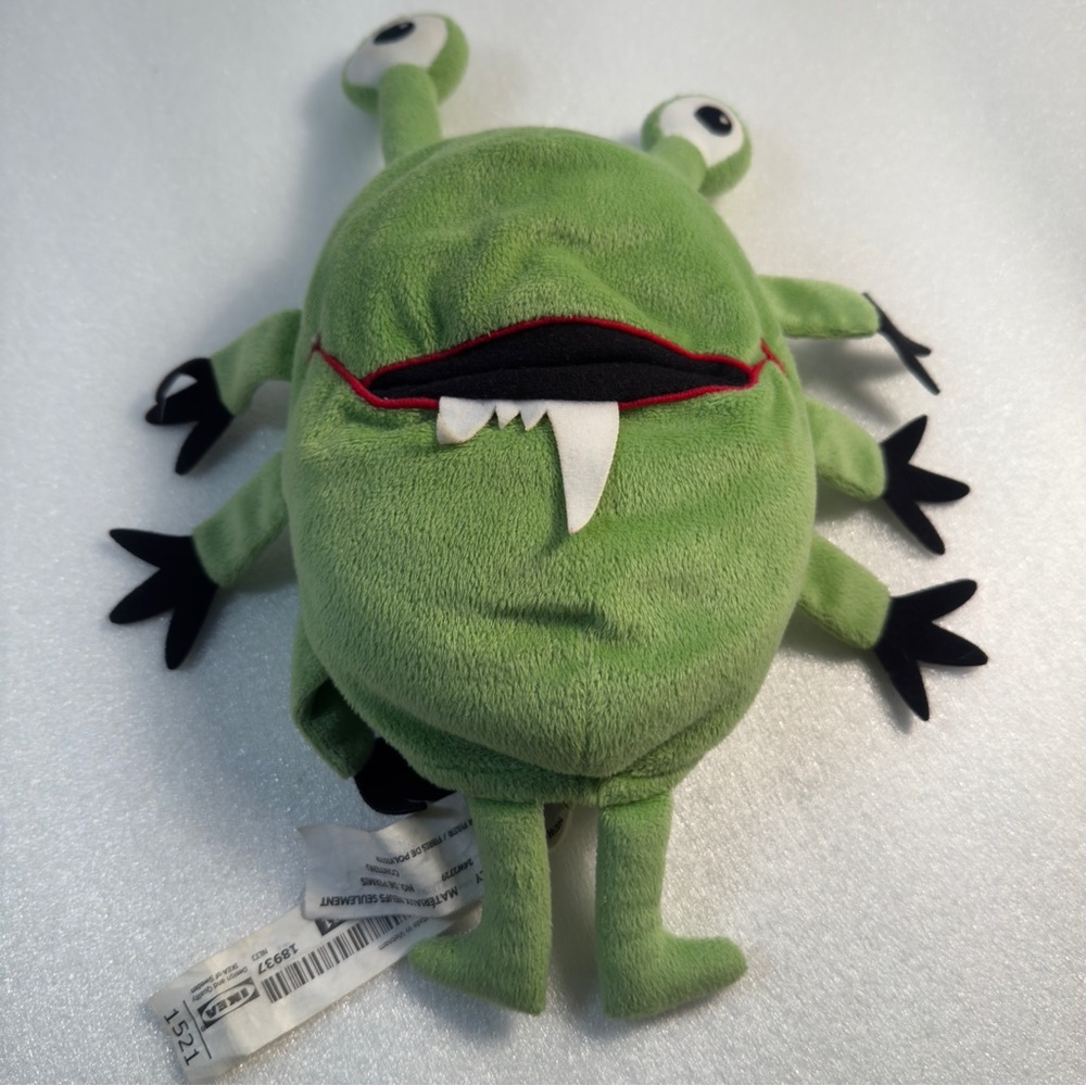 IKEA Sagoskatt Green Monster Puppet - 6 Arms & Teeth Rare Retired Plush
